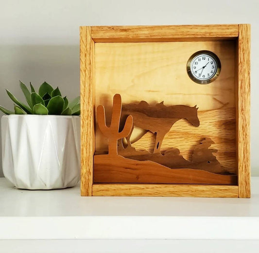 Cowboy shadow box clock